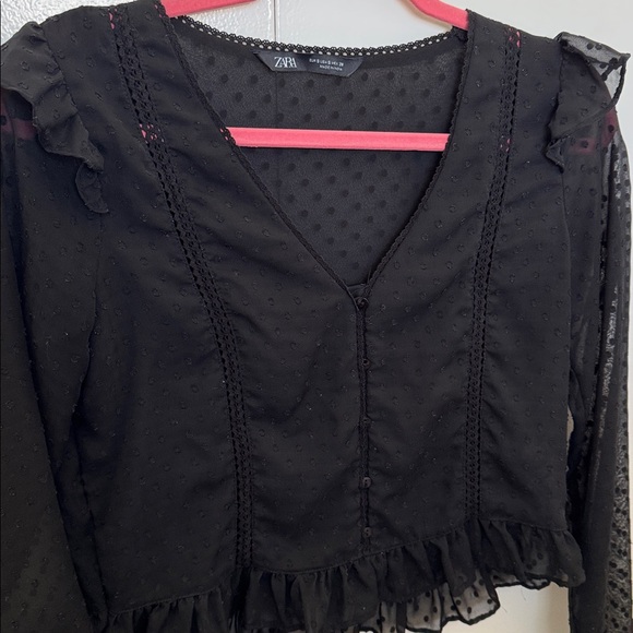 Zara Sheer Ruffle Blouse - Picture 2 of 5